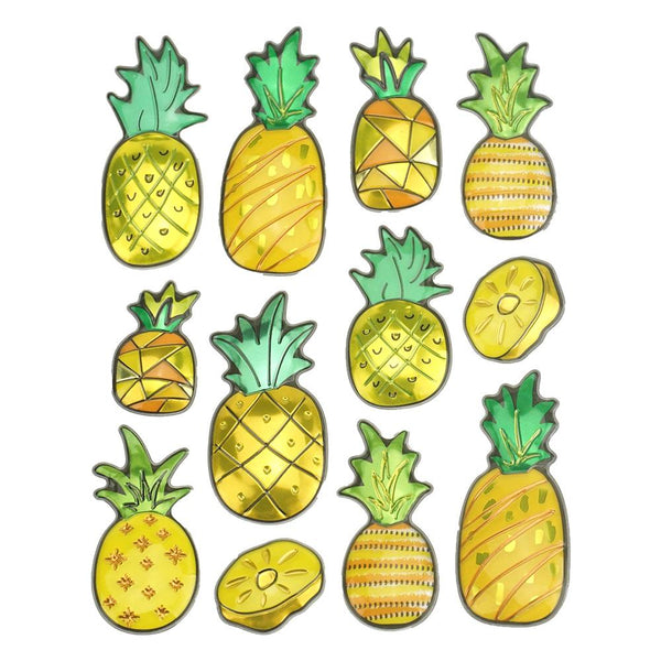 Metallic Pineapple Pop Up Stickers, 12-Piece