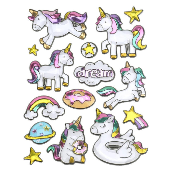 Metallic Unicorn Pop Up Stickers, 15-Piece