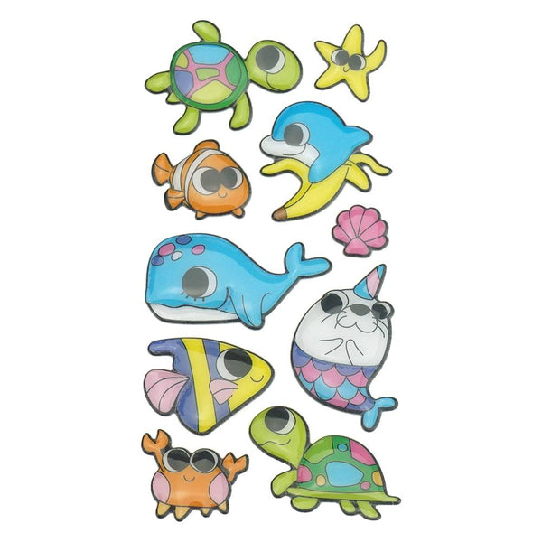 3D Glossy Finish Sea Pals Puffy Stickers, 12-Piece