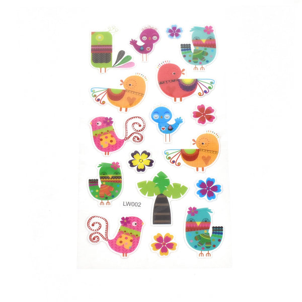 Colorful Chickadee Clear Glitter Stickers, 11-Piece