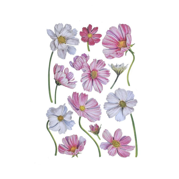 Magnolias Glitter Floral 3-D Stickers, 12-Piece