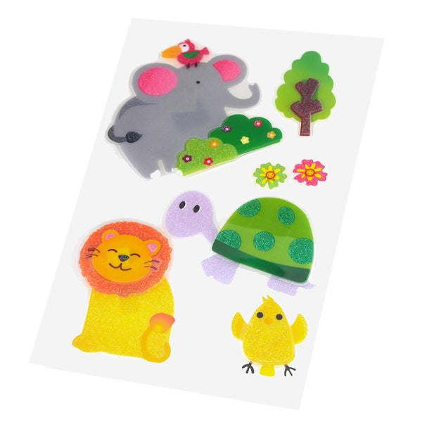 Safari Animals Pop Up Stickers, Giraffe/Turle/Camel/Hippo/Monkey/Croco, 6-Count