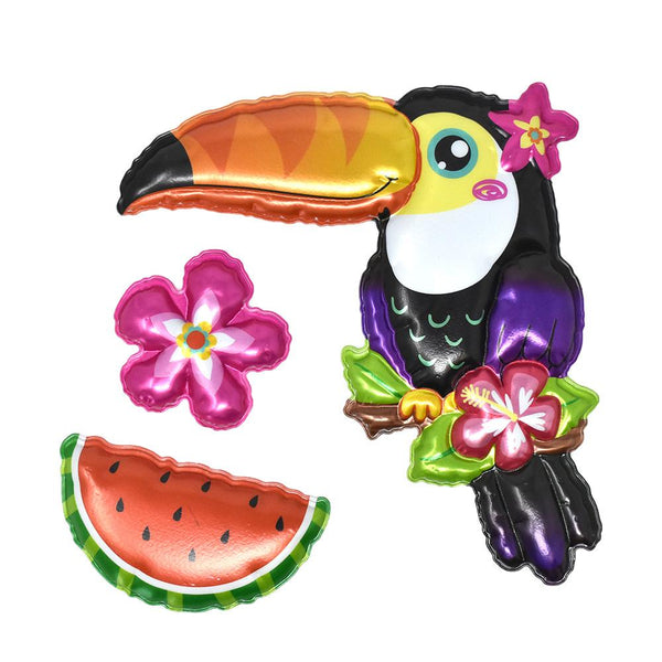 Tropical Toucan Wall Decal 3D Balloon Stickers, Assorted, 3-Piece