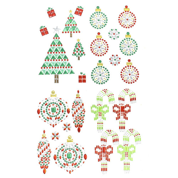 Holiday Seasonal Icon Gem Art Stickers, 4-Sheets