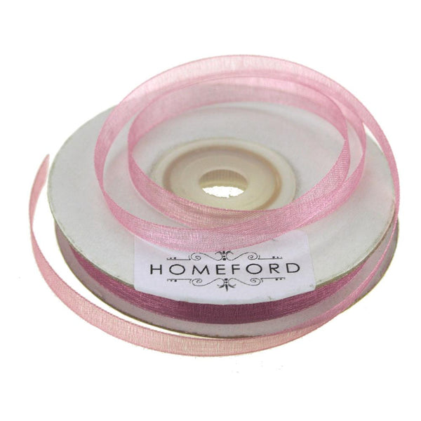 Sheer Organza Ribbon, 1/4-inch, 25-yard, Rosy Mauve