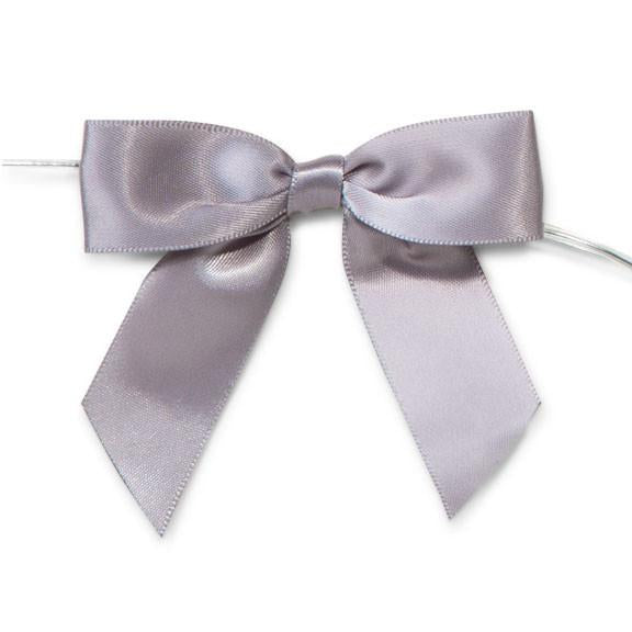 Pre-Tied Satin Bows, 7/8-Inch, 12-Piece, Silver