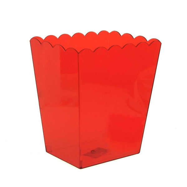 Plastic Large Scalloped Container, 6-Inch, Red