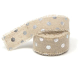 Fringed Linen Ribbon with Metallic Dots, 5-Yard