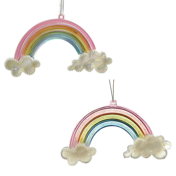 Multi-Color Pastel Rainbow Ornaments with Glitter, 5-Inch, 2-Piece