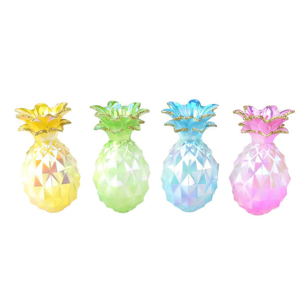 Geometric Iridescent Pineapple Ornaments, 3-1/2-Inch, 4-Piece