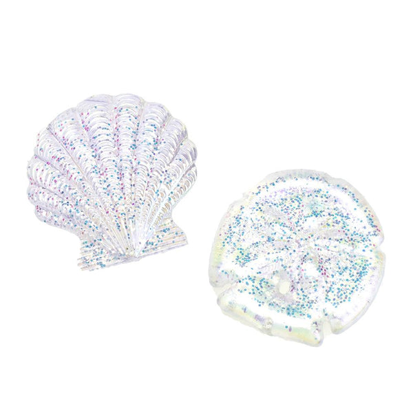 Glittered Iridescent Seashells Christmas Ornaments, 2-1/2-Inch, 2-Piece