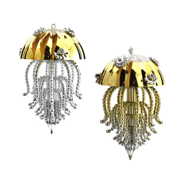 Glittered Jellyfish Christmas Ornaments, 4-1/4-Inch, 2-Piece