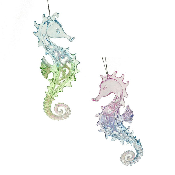 Multi-Color Seahorse with Glitter Ornaments, 5-1/2-Inch, 2-Piece
