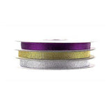 Metallic Taffeta Christmas Ribbon, 1/4-inch, 25-yard