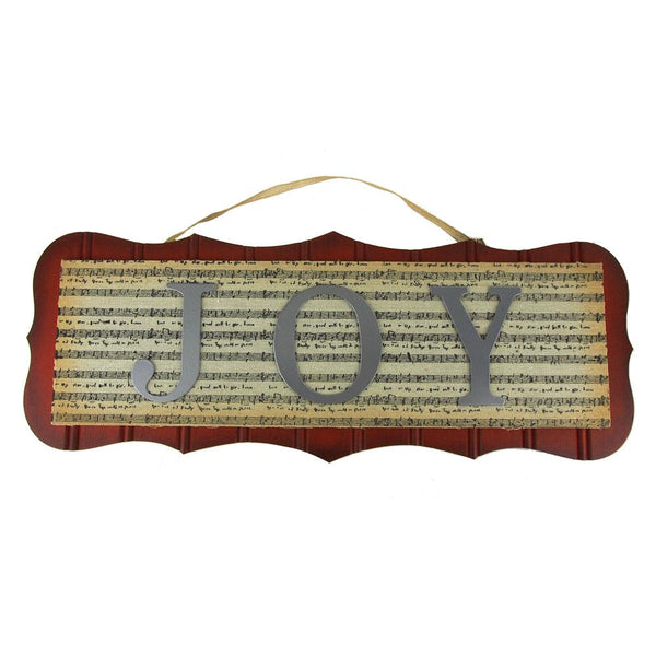 Holiday Joy Wood Sign With Musical Notes, 20-1/2-Inch