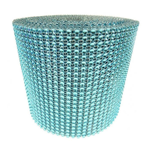 Rhinestone Diamond Wrap Ribbon, 4-3/4-Inch, 10 Yards, Turquoise