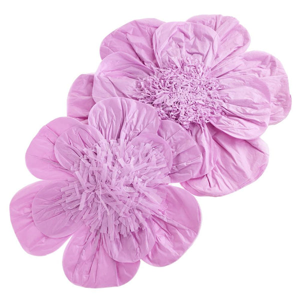 Paper Scalloped Magnolia Wall Flower, Lavender, Assorted Sizes, 2-Piece