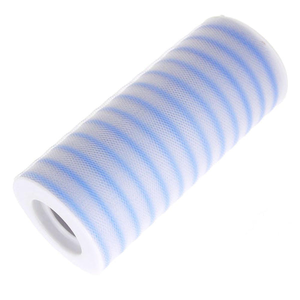 Stripe Tulle Spool Roll, 6-Inch, 25 Yards, Light Blue