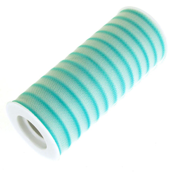 Stripe Tulle Spool Roll, 6-Inch, 25 Yards, Tropical Blue