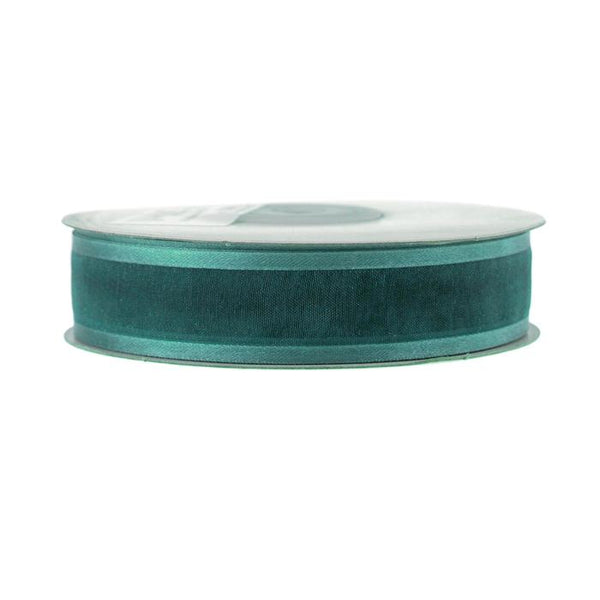 Satin-edge Sheer Organza Ribbon, 7/8-Inch, 25 Yards, Teal