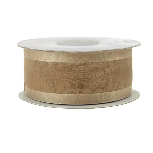 Satin-edge Sheer Organza Ribbon, 1-1/2-inch, 25-yard, Toffee