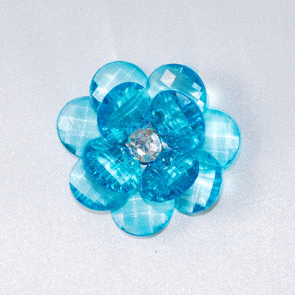 Flower Crystal Lotus, Round Edge, 1-3/4-inch, 6-Piece, Turquoise