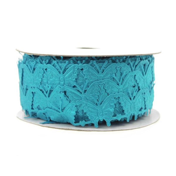 Butterfly Polyester Garland Ribbon, 1/2-inch, 10-yard, Turquoise