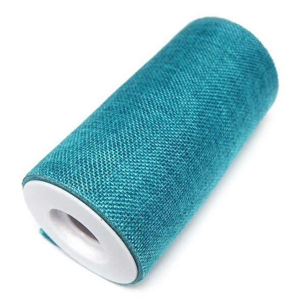 Faux Burlap Roll Frayed Edge, 6-inch, 10-yard, Turquoise