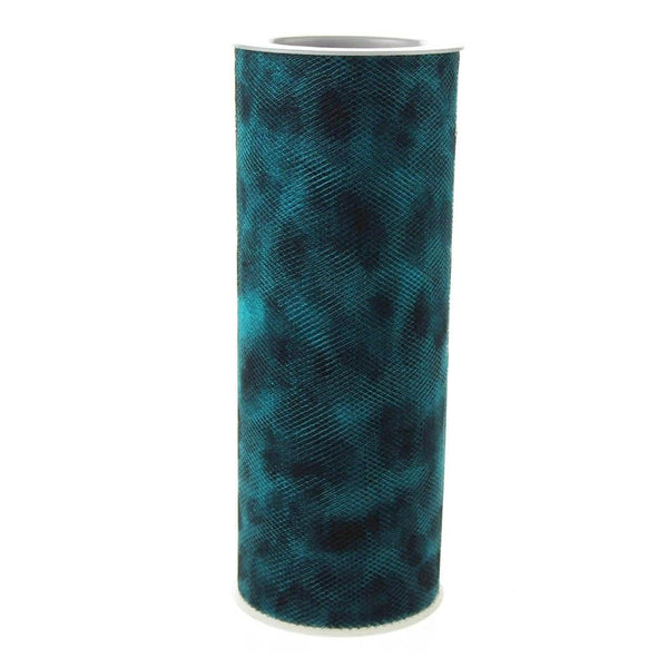 Cheetah Print Tulle Spool, 6-Inch, 10 Yards, Turquoise