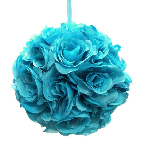 Silk Flower Kissing Balls Wedding Centerpiece, 10-inch, Turquoise