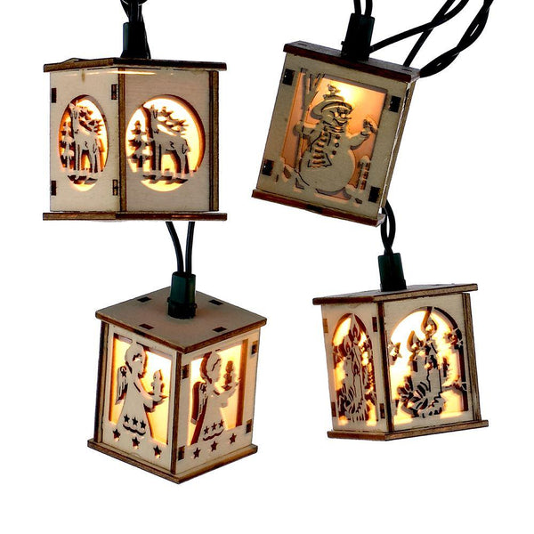 Wooden LED Lantern Light Set, 12-Feet