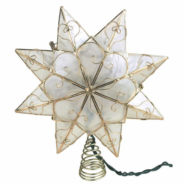 Capiz Star Gold Christmas Tree Topper Light Set, Warm White, 9-Inch