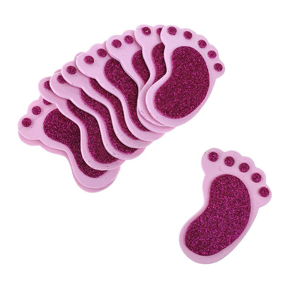 Foam Baby Footprint Cut-Outs, Pink, 2-3/4-Inch, 10-Piece