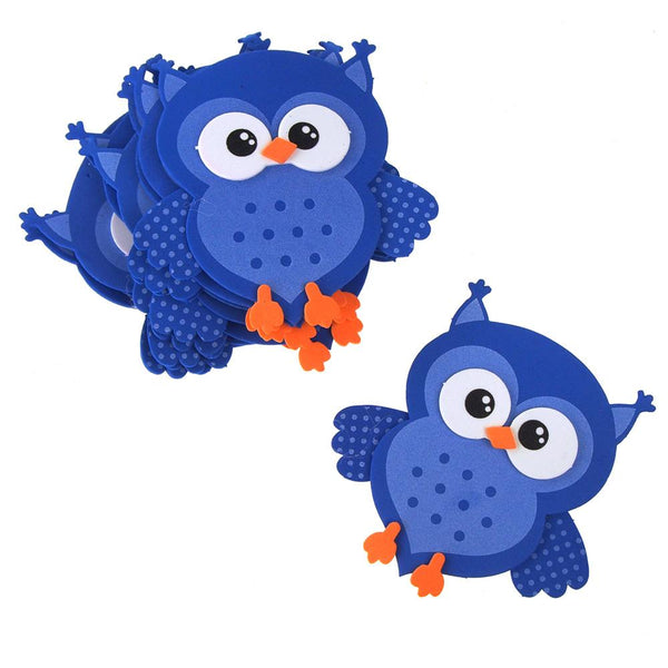 Foam Owl Animal Cutouts, Blue, 4-Inches, 10-count