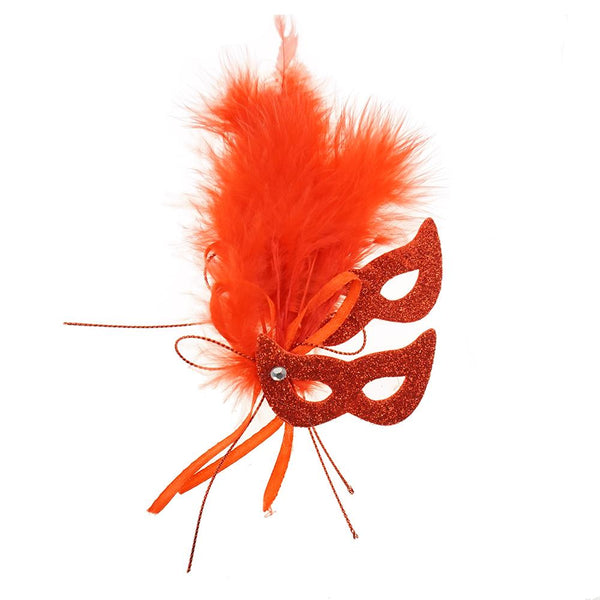 EVA Glitter Foam and Feather Masquerade Masks, 2-1/2-Inch, Red