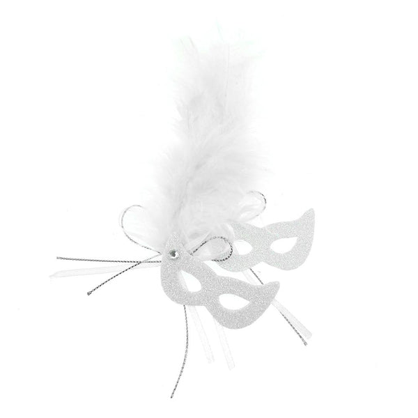 EVA Glitter Foam and Feather Masquerade Masks, 2-1/2-Inch, White