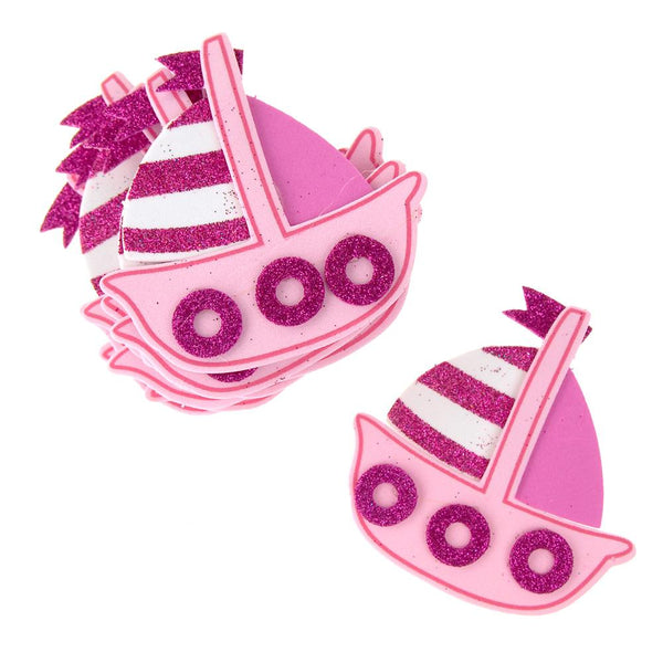 Foam Sailboat Cutouts with Glitter, Pink,  3-1/4-Inch, 10 Count