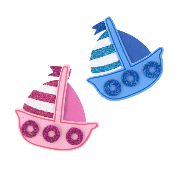 Foam Sailboat Cutouts with Glitter, 3-1/4-Inch, 10 Count