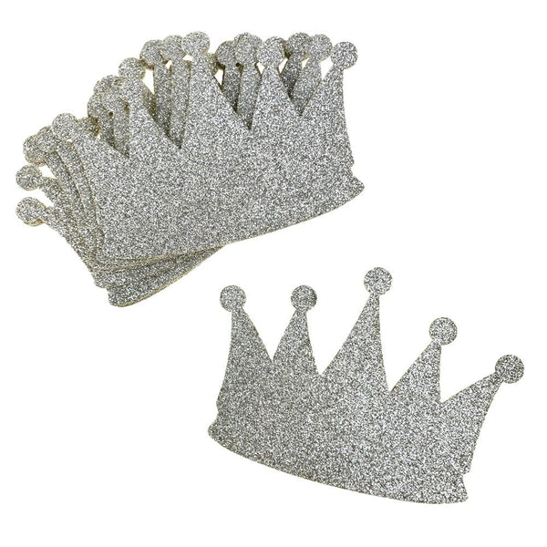 Glitter Foam Crown Cut-Outs, Silver, 4-1/2-Inch, 10-Count