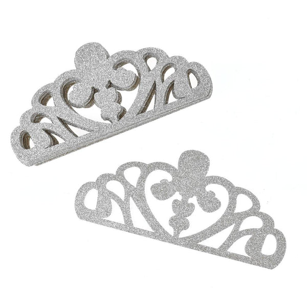 EVA Glitter Foam Tiara Crown Cut-Outs, 8-1/2-Inch, 10-Count, Silver