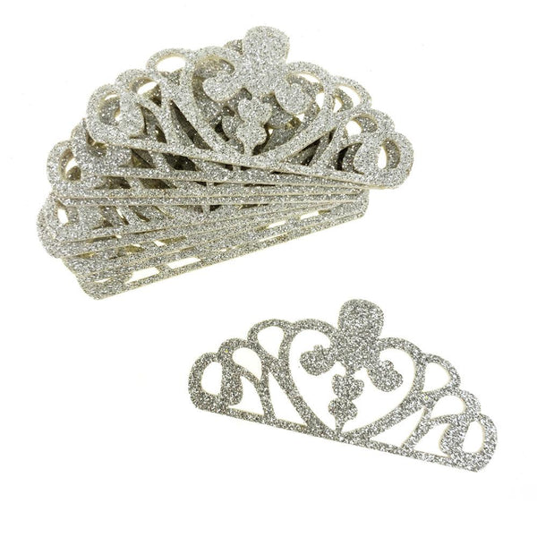 EVA Glitter Foam Tiara Crown Cut-Outs, Silver, 3-Inch, 10-Count