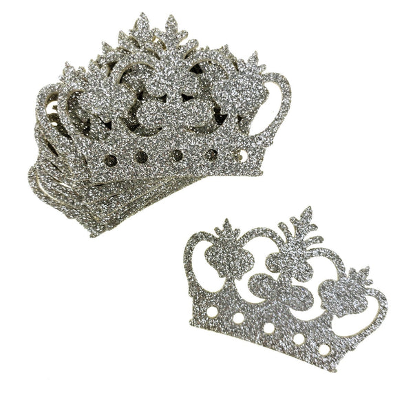 Glitter Foam Royal Crown Cut-outs, Silver, 2-3/4-Inch, 10-Count