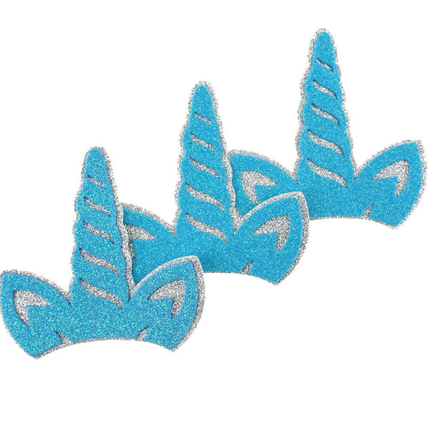 EVA Glitter Foam Unicorn Horn Cut Outs, 4-Inch, 10-Count, Blue/Silver