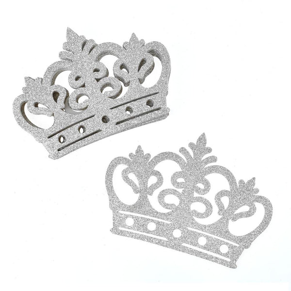 Eva Glitter Foam Royal Crown Cut-Outs, 7-3/4-Inch, 10-Count, Silver