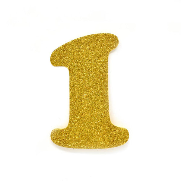 EVA Glitter Foam Number Cut Out "1", Gold, 4-1/2-Inch, 12-Count