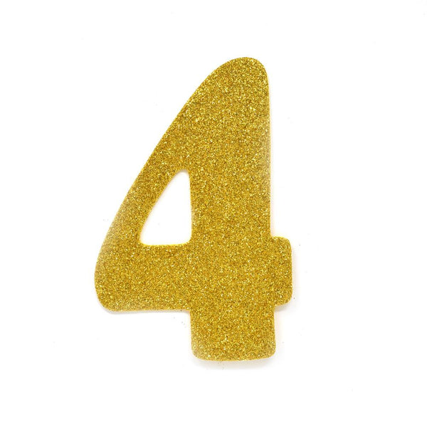 EVA Glitter  Foam Number Cut Out "4", Gold, 4-1/2-Inch, 12-Count