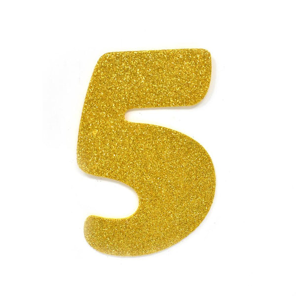 EVA Glitter Foam Number Cut Out "5", Gold, 4-1/2-Inch, 12-Count