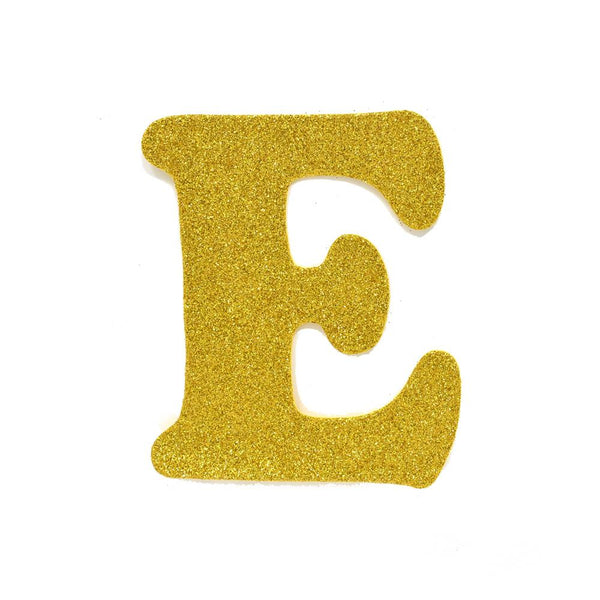 EVA Glitter Foam Letter Cut Out "E", Gold, 4-1/2-Inch, 12-Count