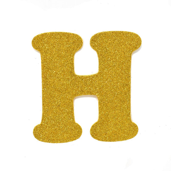 EVA Glitter Foam Letter Cut Out "H", Gold, 4-1/2-Inch, 12-Count