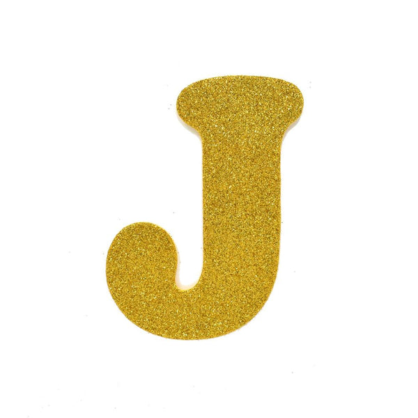 EVA Glitter Foam Letter Cut Out "J", Gold, 4-1/2-Inch, 12-Count